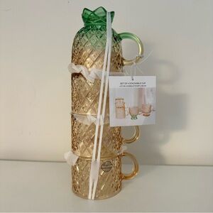 Glass Stackable Pineapple Cups